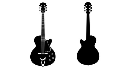 Fototapeta premium Silhouette of electric guitar front and back black design