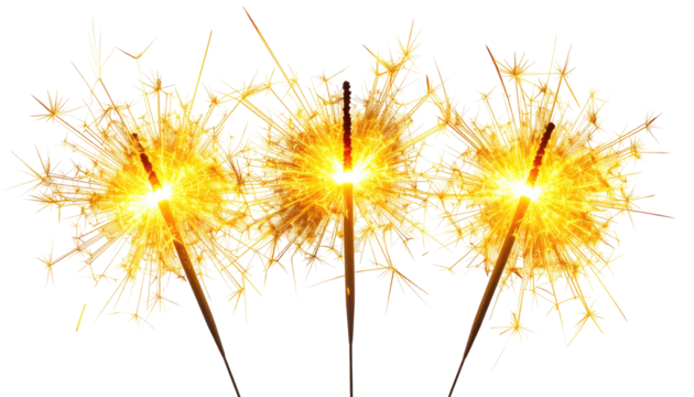 Sparkling firework sparklers against a black background