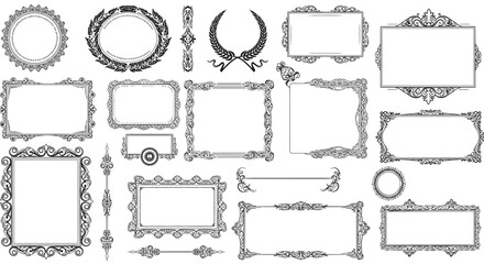 Elegant vintage frame collection with ornate borders and floral elements
