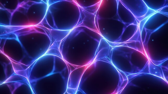 Vibrant electric blue and pink energy tendrils glowing with ethereal light