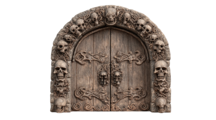 Ornate skull doorway isolated on transparent background