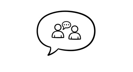 Obraz premium Minimalist conversation icon: two figures in speech bubble for communication themes