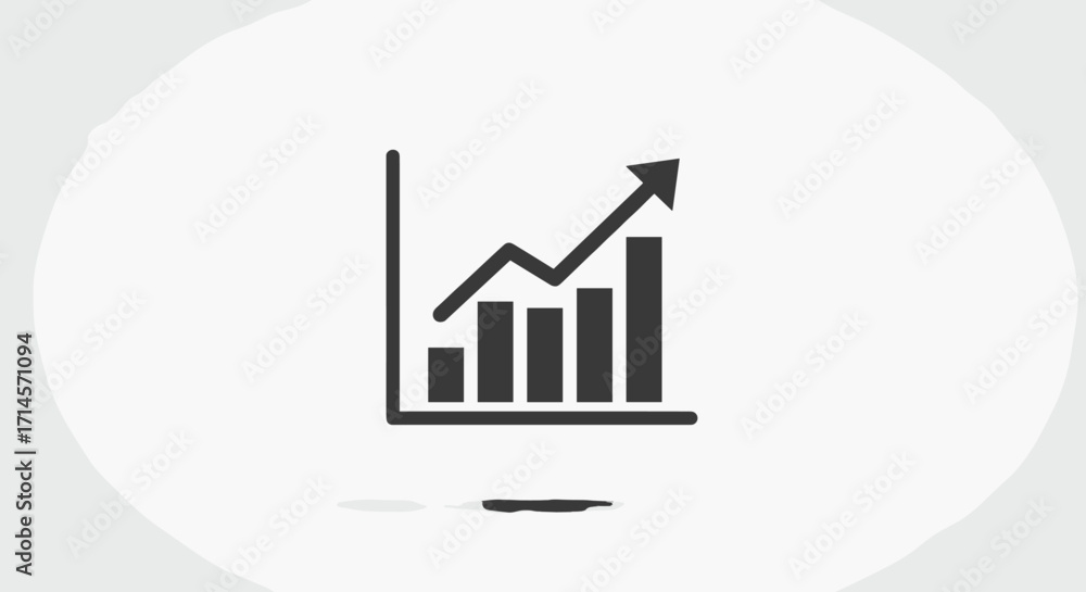 Poster simple growth chart icon with upward arrow on gradient background
