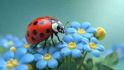 Ladybug on Forget-Me-Nots