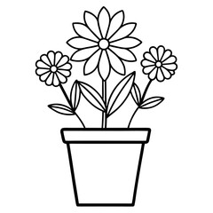 flower in pot line art vector