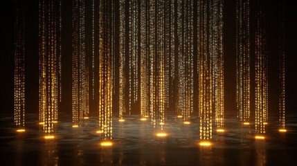 Digital Rain: A mesmerizing display of binary code cascading downwards, forming a striking visual metaphor for data streams and the digital realm.