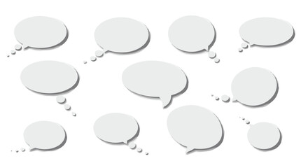 Minimalist blank speech bubbles on white background for creative design