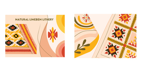 Fototapeta premium Vibrant Natural lineben lithery texture fabrics Vector art design