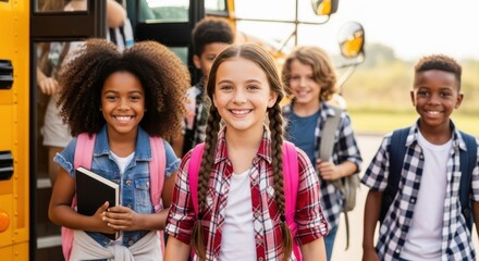 Happy Diverse Children Excited for First Day of School Adventure