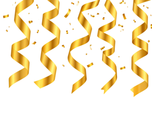 Gold streamers and confetti on black background (5)