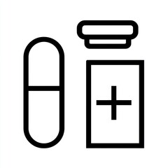 Obraz premium Medicine capsule and bottle outline