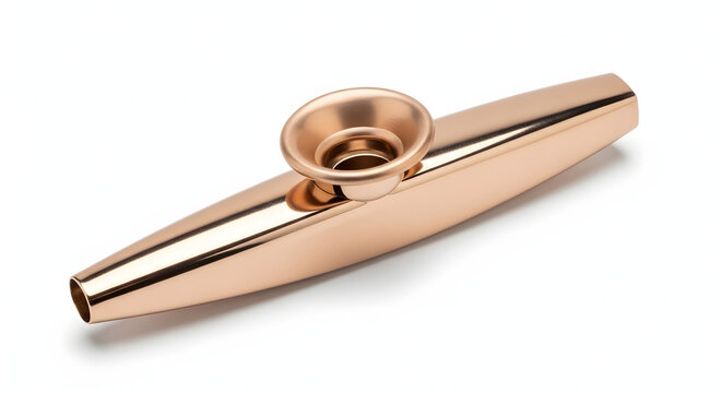 Elegant Kazoo: An elegant, polished kazoo sits in isolated perfection, its form and contours captured in this pristine photograph.