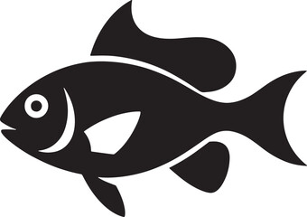 Fototapeta premium Silhouette of a Simple Fish with Smooth Fins on Transparent Background Vector Illustration