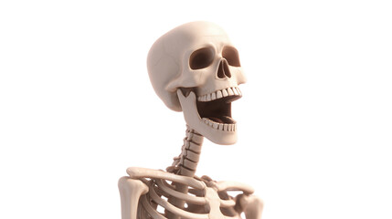 Laughing human skeleton isolated on transparent background