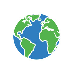 Obraz premium Simple green and blue globe illustration, representing planet Earth.