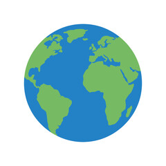 Fototapeta premium Simple illustration of planet Earth showing continents and oceans in a flat design.