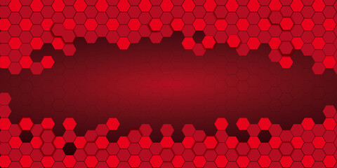 Abstract red hexagons pattern technology overlaps background with space for text | Futuristic science and technology concept digital hi tech concept. Vector illustration