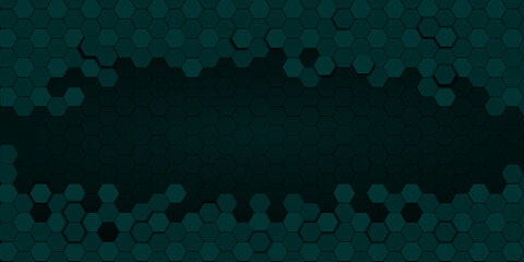 Abstract dark green hexagons pattern technology overlaps background with space for text | Futuristic science and technology concept digital hi tech concept. Vector illustration