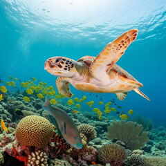 Obraz premium green sea turtle swimming