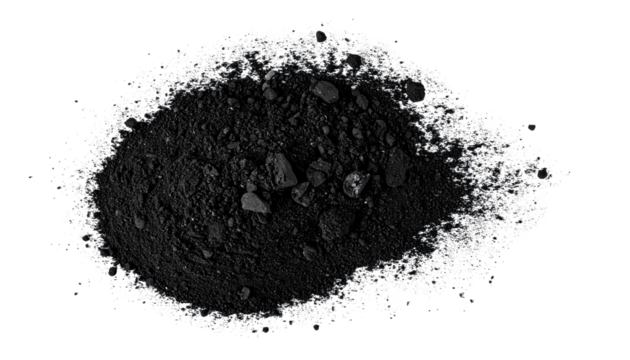 Dark, textured pile of material