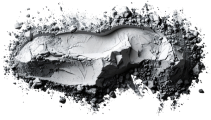 Gray powder scattered on black background