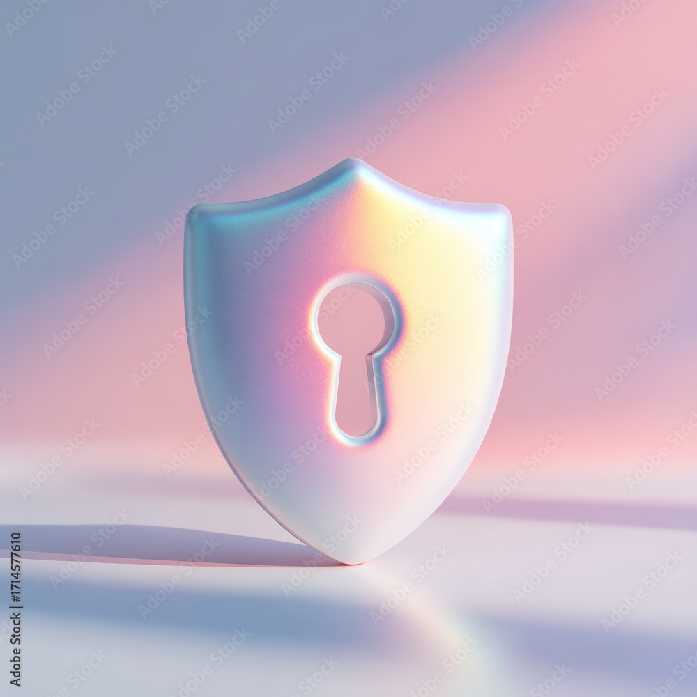 Poster secure shield: a luminous shield with a keyhole symbol evokes a sense of protection, safeguarding da