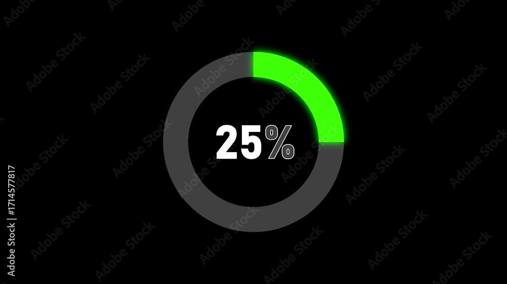 Poster green progress circle with 19 percent displayed on black background percentage loading