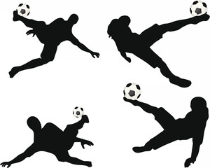 Poses of soccer players silho...