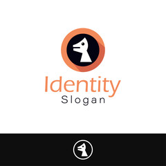 Knight Chess Animal head Logo with two colors of background.