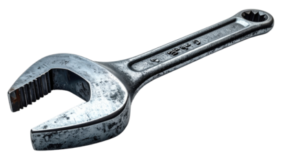 Rusty adjustable wrench on black background (1)
