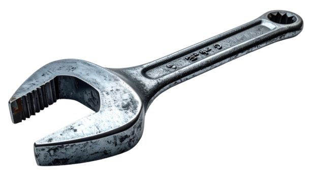 Rusty adjustable wrench on black background (1)