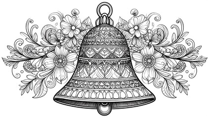 Ornate bell design with floral embellishments (2)