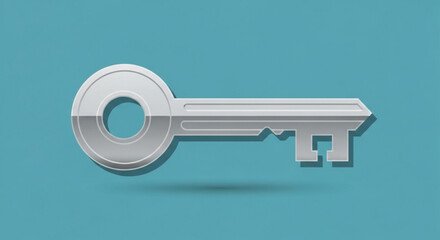 Unlock security concept with silver key vector illustration for access and protection solutions design use 100