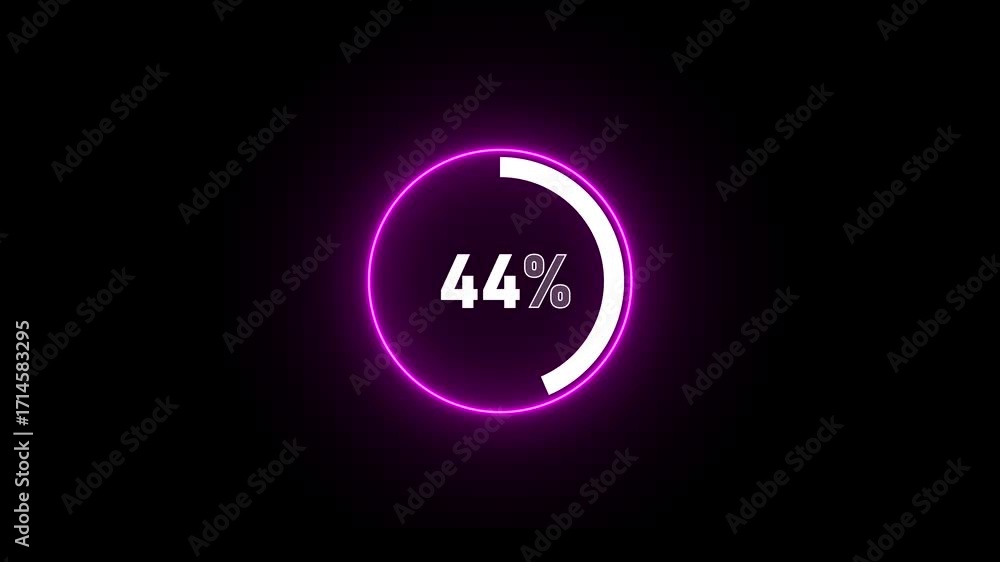 Poster neon pink circle loading bar showing 26 percent progress on black background percentage