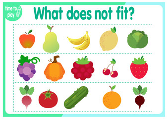 Logic game for children. Find the odd object. Game for preschoolers.