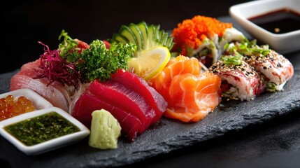 Colorful sushi platter