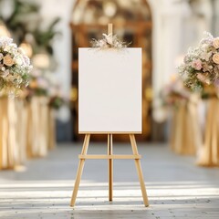 realistic wedding sign mockup, realistic wedding sign canvas easel, realistic wedding sign photorealistic mockup