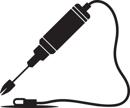Soldering Iron Vector Illustration with Cord and Stand on Transparent Background Repair Design