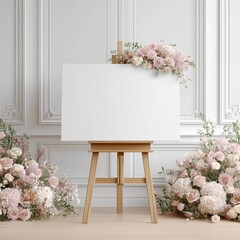 realistic wedding sign mockup, realistic wedding sign canvas easel, realistic wedding sign photorealistic mockup