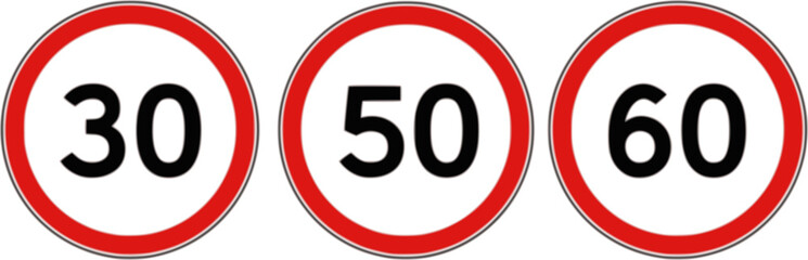 Vector circular traffic sign with bold numbers inside (like 30, 50, 60)