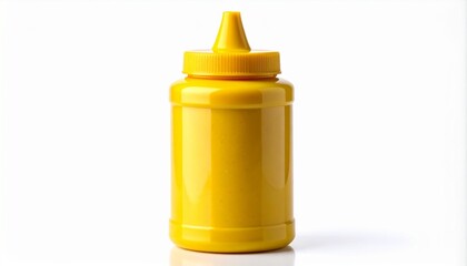 Bright Yellow Mustard Squeeze Bottle Isolated on White Background &ndash; Food Packaging Mockup