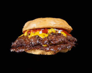 hamburger on black background