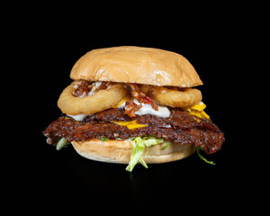 hamburger on black background