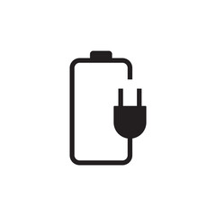 Electric Power Charging Icon with Cable Plug