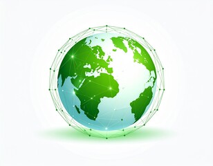 Green earth globe network connection world map global technology design