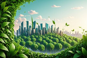 Sustainable Cityscape Surrounded by Lush Green Forest and Vibrant Foliage 6