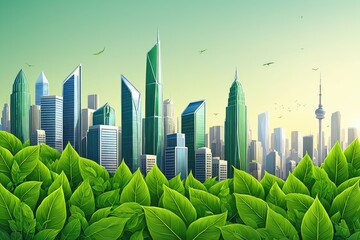 Sustainable Cityscape Surrounded by Lush Green Forest and Vibrant Foliage 2