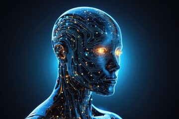 Futuristic Artificial Intelligence Interface with Glowing Digital Circuitry 2