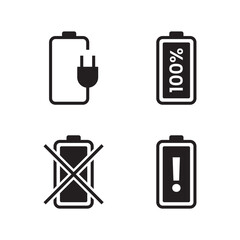 Set of Four Battery Status, Full, and Error Icons