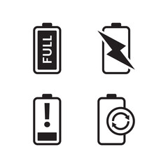 Set of Four Battery Full, Alert, and Cycle Icons